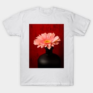 Pink Daisy In Wonderful Black Vase T-Shirt